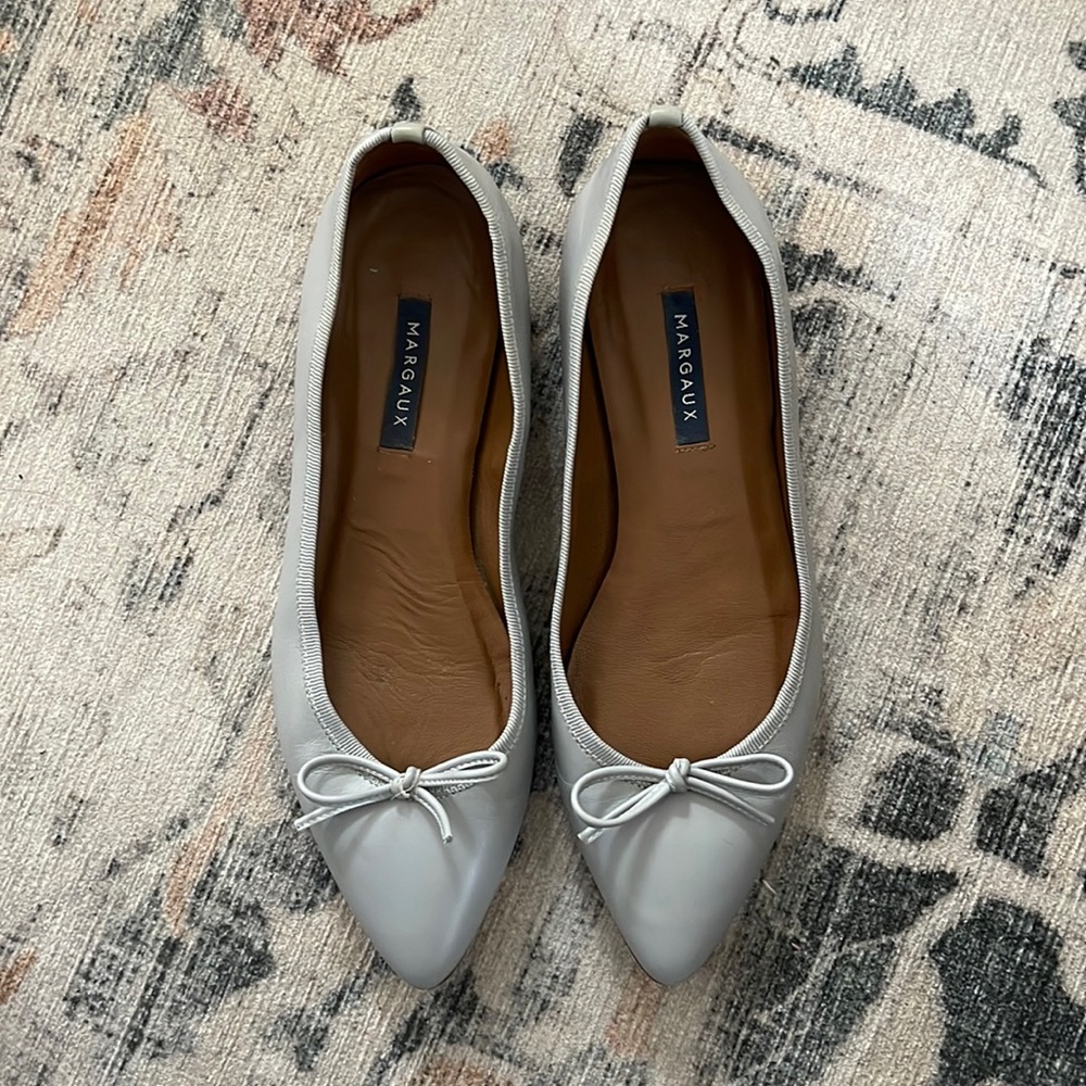 Margaux Gray Pointed Flats